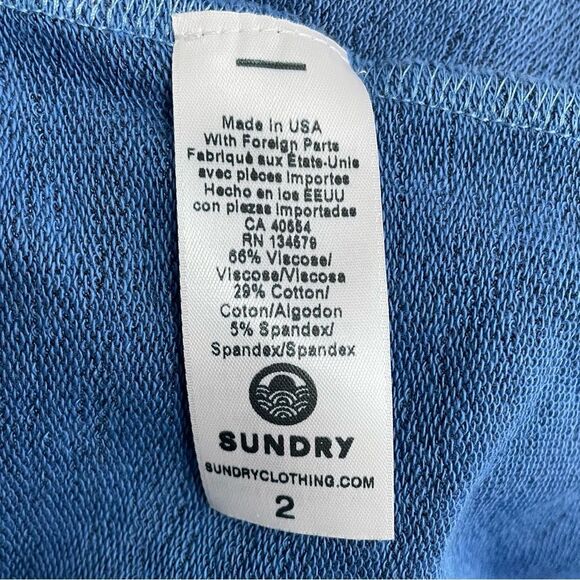 Sundry Side Ruched Sweatshirt Dress in Blue & Black Camo Sundry 2 | Size Medium - Picture 9 of 12